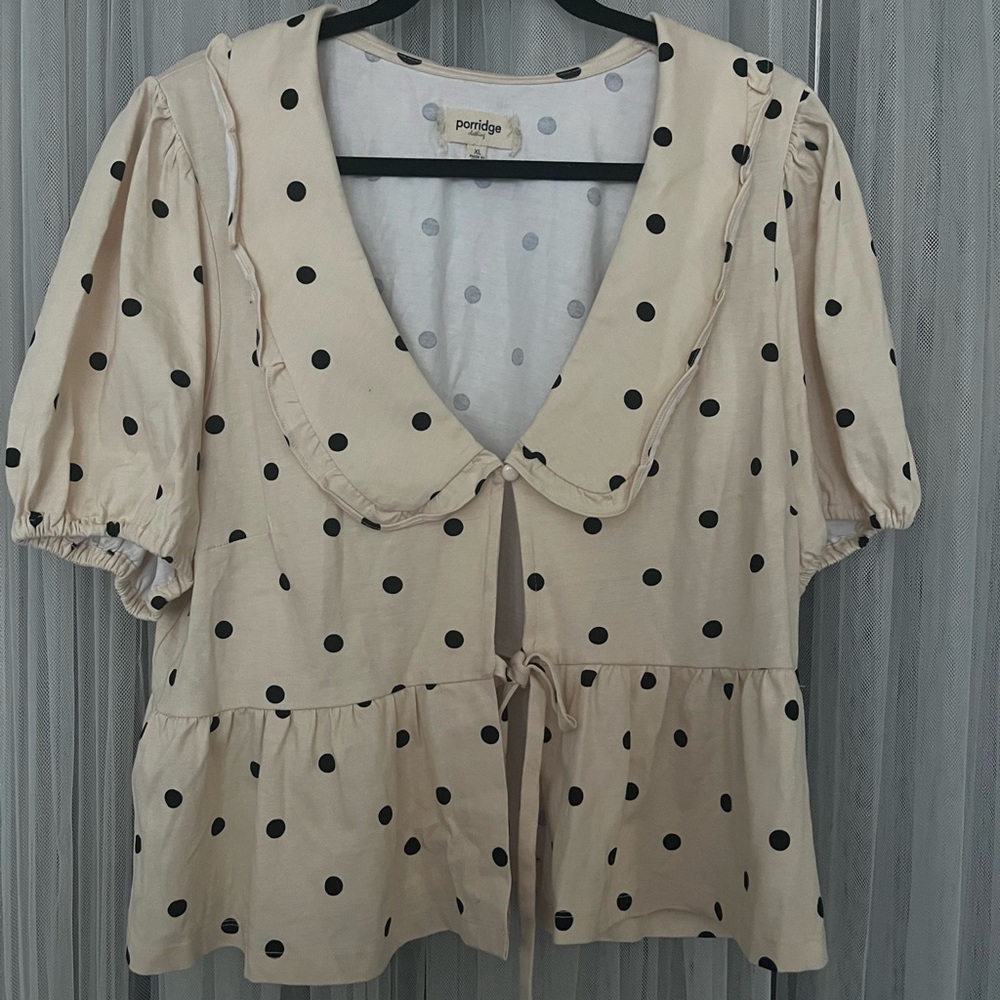 Polka Dot Blouse with Puff Sleeves